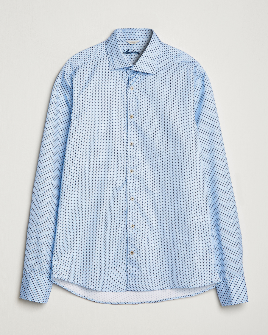 Men |  | Stenströms | Slimline Printed Cut Away Shirt Light Blue