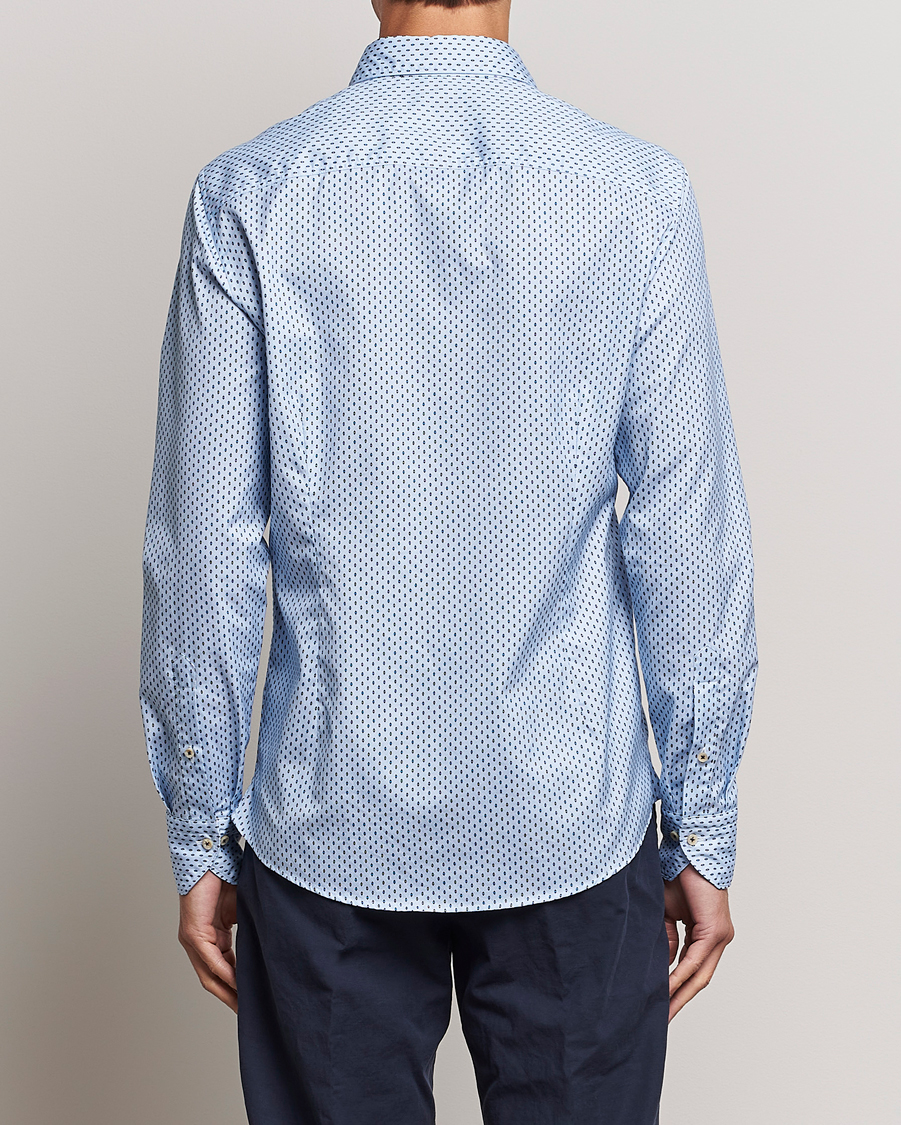 Men | Shirts | Stenströms | Slimline Printed Cut Away Shirt Light Blue