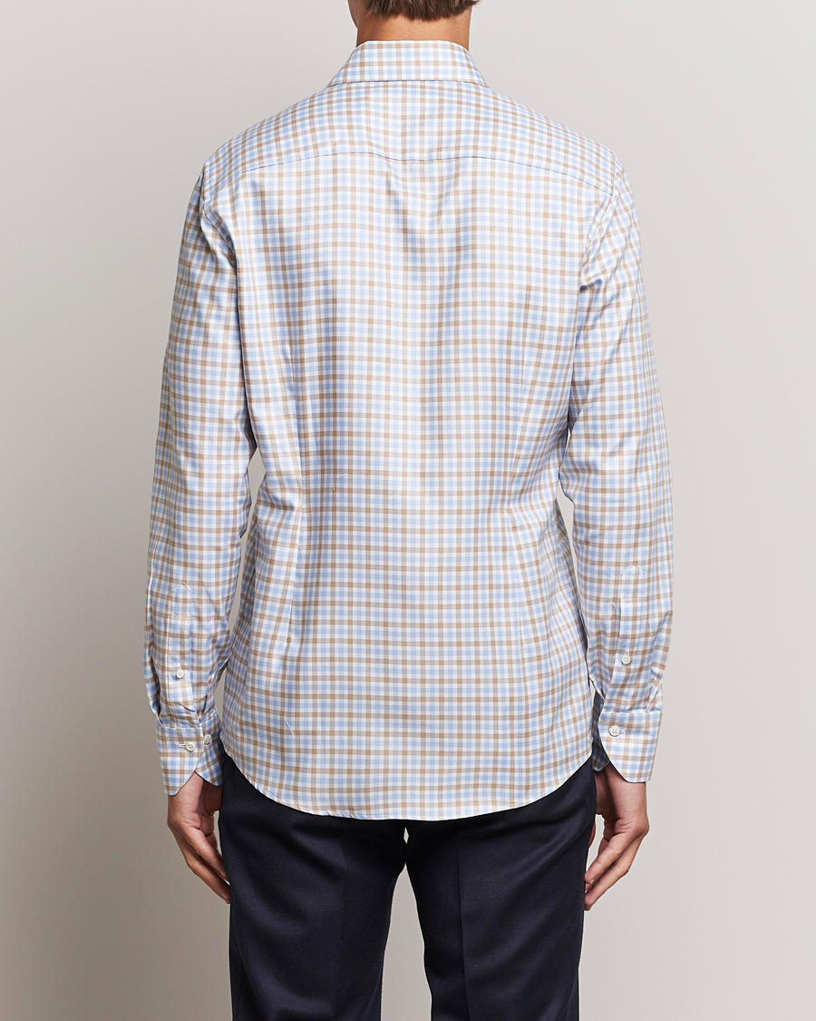 Men | Shirts | Stenströms | Slimline Checked Royal Oxford Shirt Beige/Blue