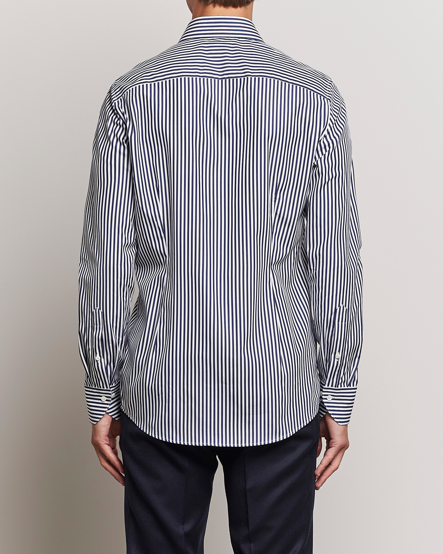 Men | Shirts | Stenströms | Slimline Striped Popline Cut Away Shirt Navy