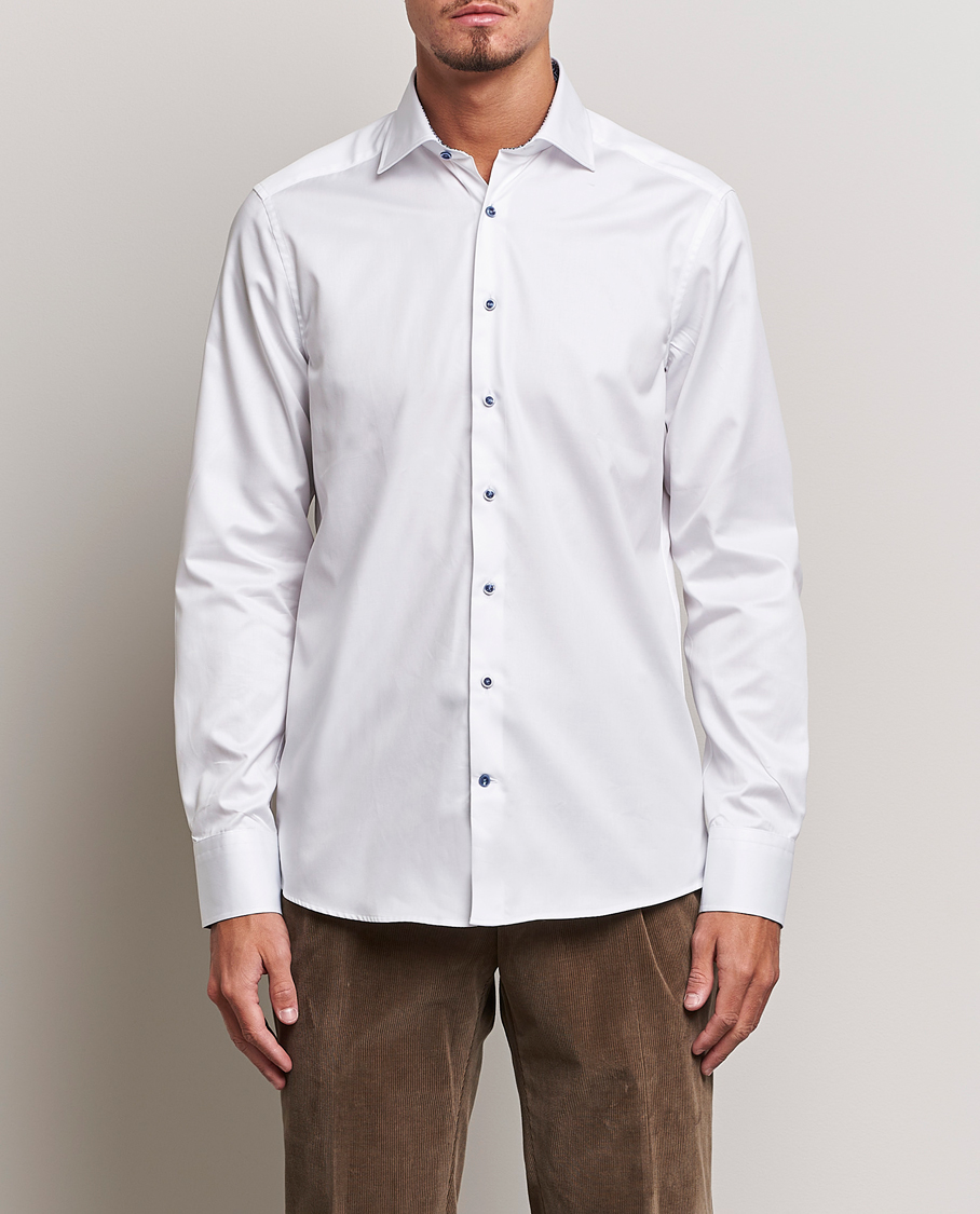 Men | Shirts | Stenströms | Slimline Contrast Cut Away Shirt White