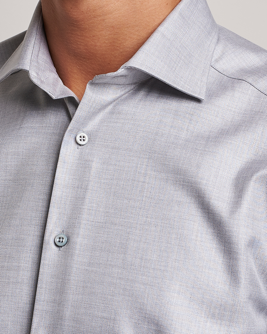 Men | Shirts | Stenströms | Slimline Two Fold Melange Cut Away Shirt Grey