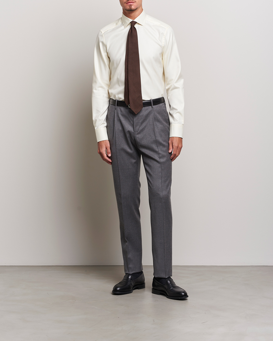Men | Shirts | Stenströms | Slimline Two Fold Contrast Cut Away Shirt Yellow