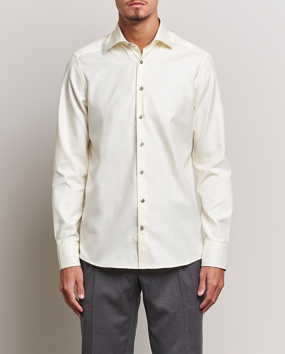 Men |  | Stenströms | Slimline Two Fold Contrast Cut Away Shirt Yellow