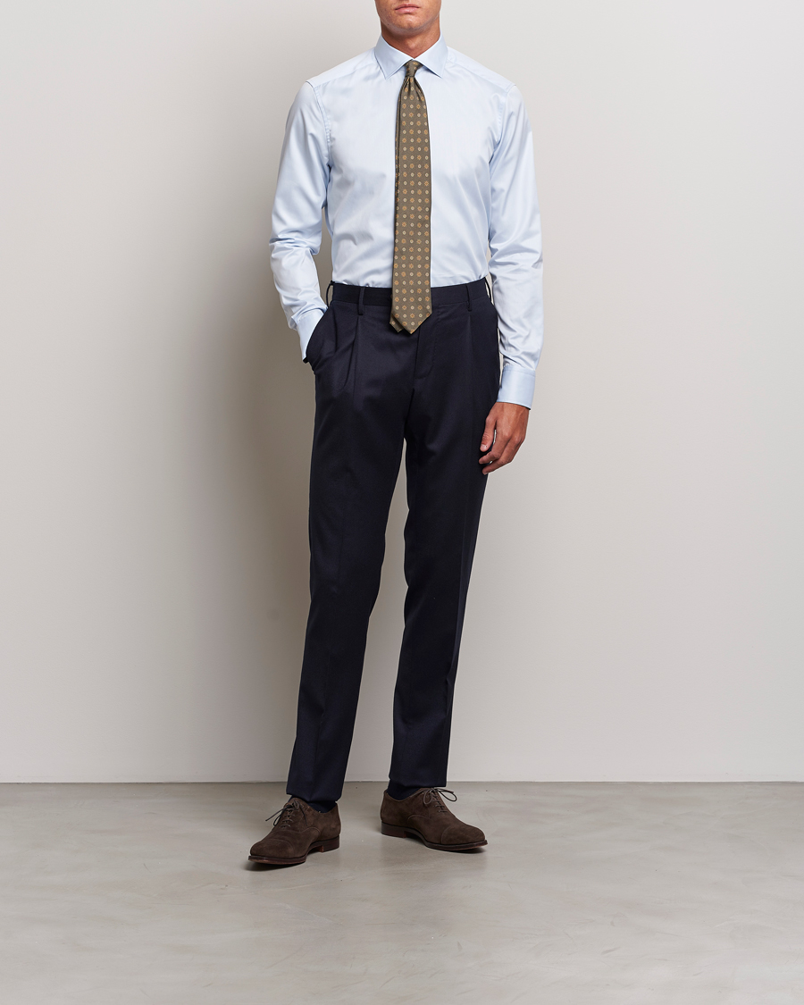 Men | Shirts | Stenströms | Slimline Contrast Cut Away Shirt Light Blue