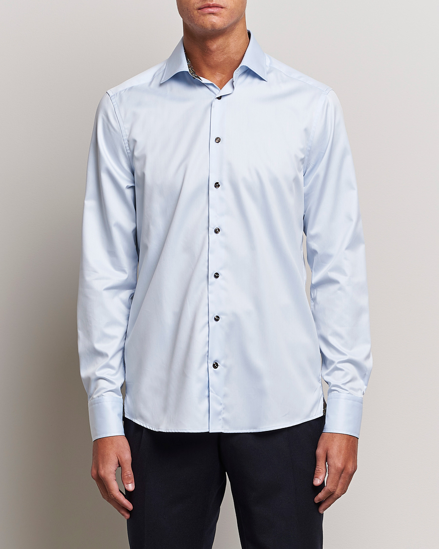 Men | Shirts | Stenströms | Slimline Contrast Cut Away Shirt Light Blue
