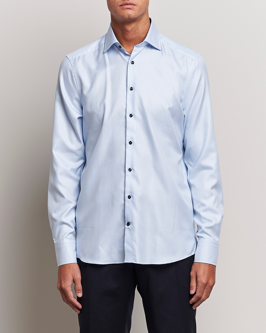 Men | Shirts | Stenströms | Slimline Micro Structure Contrast Shirt Blue