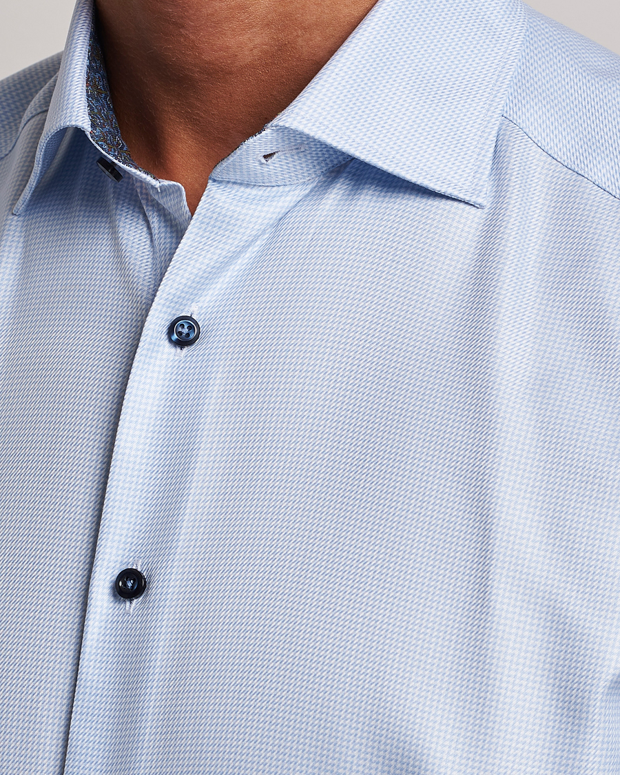 Men | Shirts | Stenströms | Slimline Micro Structure Contrast Shirt Blue