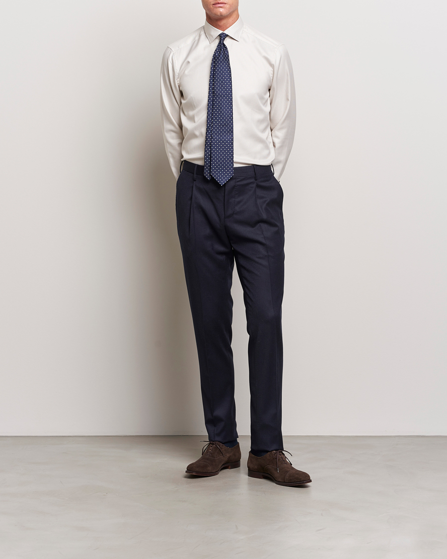 Men | Shirts | Stenströms | Slimline Micro Structure Contrast Shirt Beige