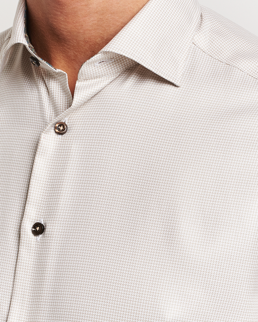 Men | Shirts | Stenströms | Slimline Micro Structure Contrast Shirt Beige