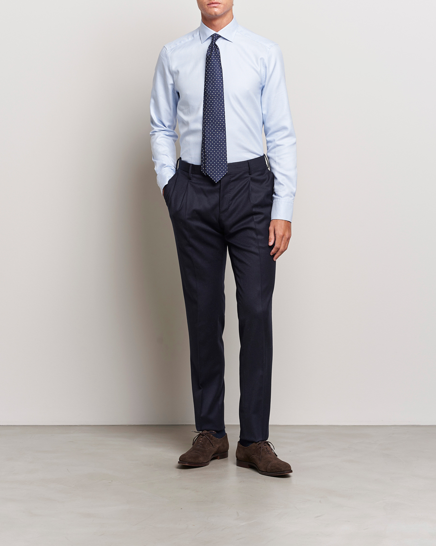 Men | Shirts | Stenströms | Slimline Micro Structure Cut Away Shirt Light Blue