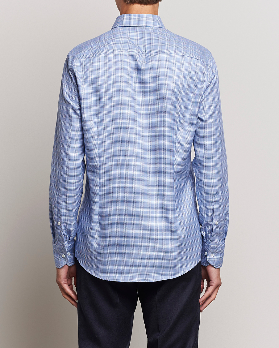 Men | Shirts | Stenströms | Slimline Checked Cut Away Shirt Blue