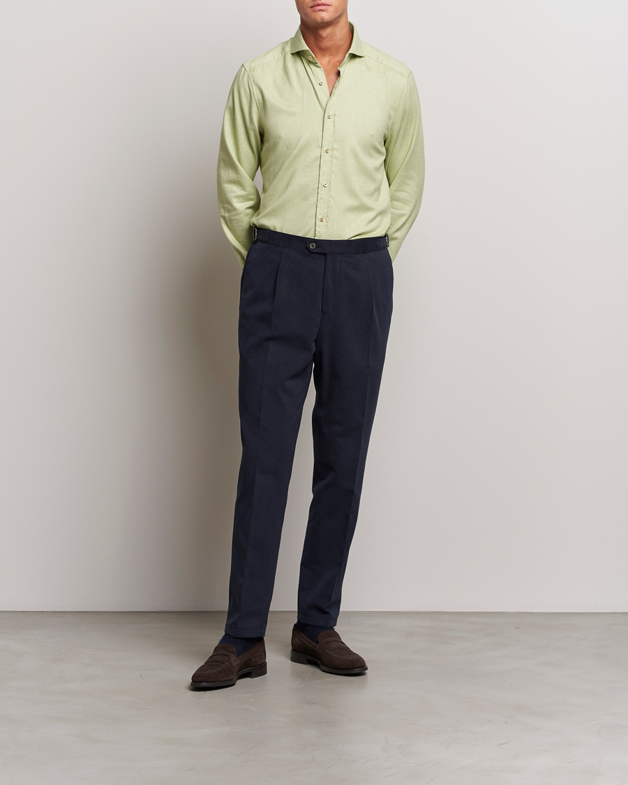 Men | Shirts | Stenströms | Slimline Flannel Shirt Green