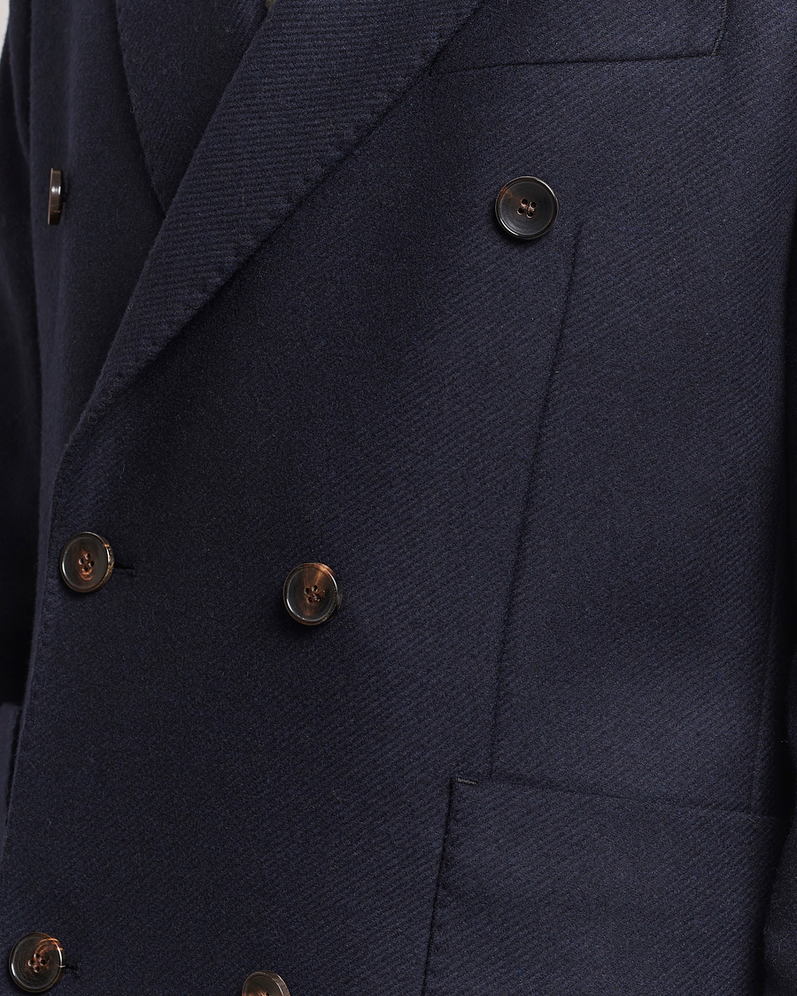 Men | Coats & Jackets | Morris | Double Breasted Herringbone Wool Coat Navy