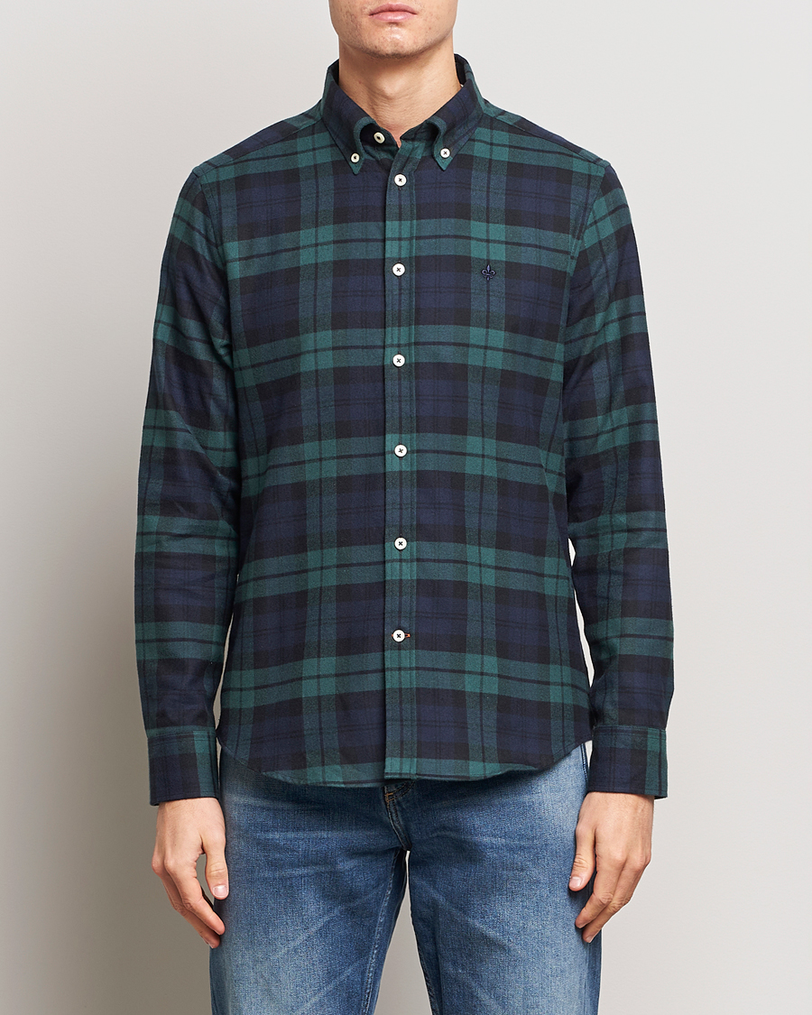 Men | Flannel Shirts | Morris | Brushed Tartan Shirt Navy