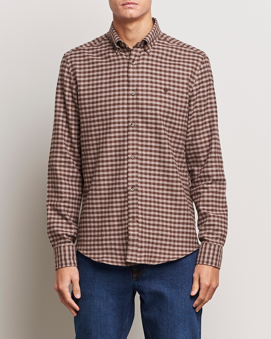 Men | Flannel Shirts | Morris | Flanell Check Shirt Brown