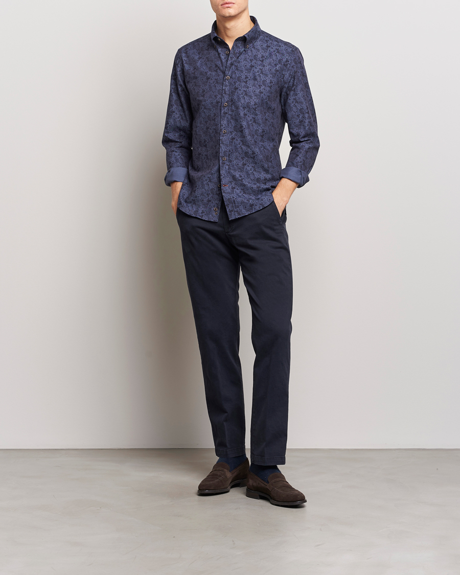 Men | Shirts | Morris | Printed Flower Shirt Navy