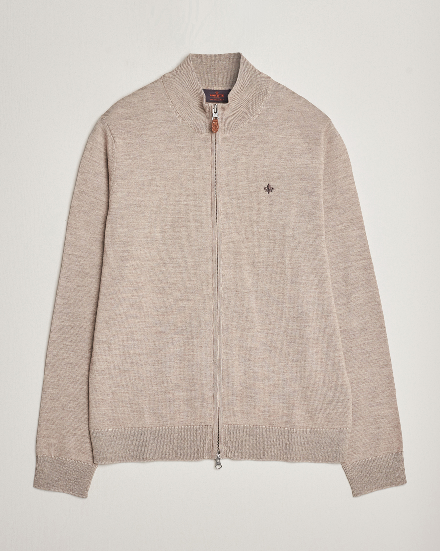 Men | Sweaters & Knitwear | Morris | Merino Zip Cardigan Khaki