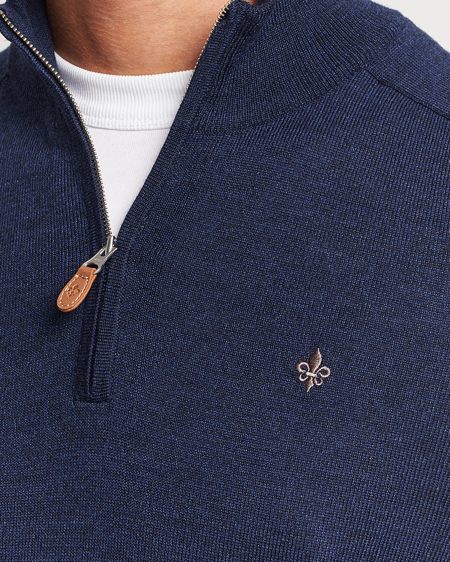 Men | Sweaters & Knitwear | Morris | John Merino Half Zip Blue