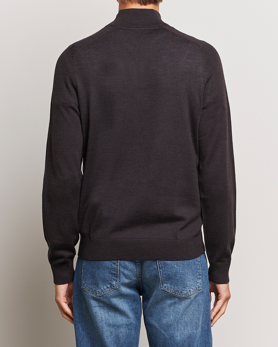 Men | Sweaters & Knitwear | Morris | John Merino Half Zip Brown