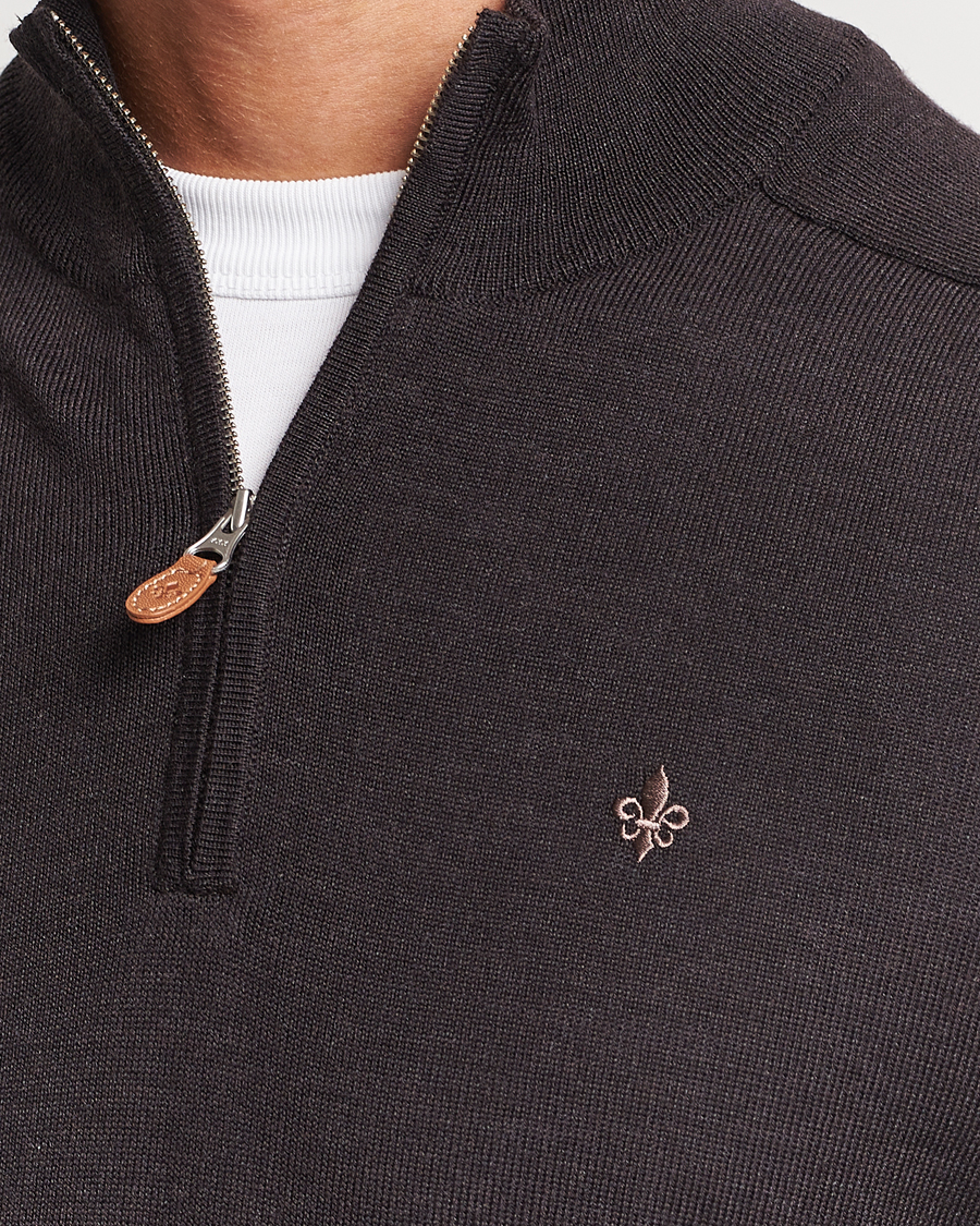 Men | Sweaters & Knitwear | Morris | John Merino Half Zip Brown