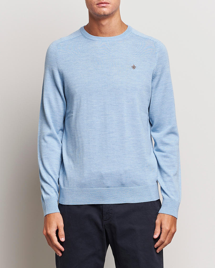Men | Sweaters & Knitwear | Morris | Merino Crew Neck Pullover Light Blue