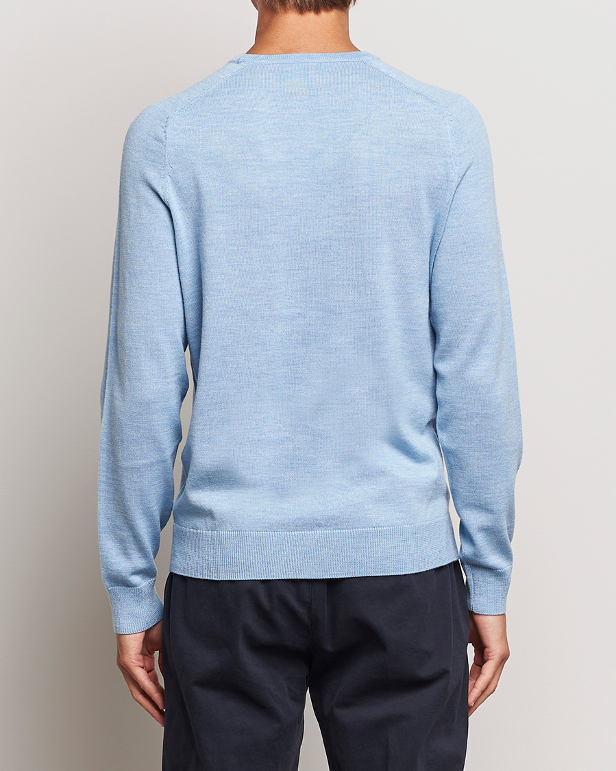 Men | Sweaters & Knitwear | Morris | Merino Crew Neck Pullover Light Blue
