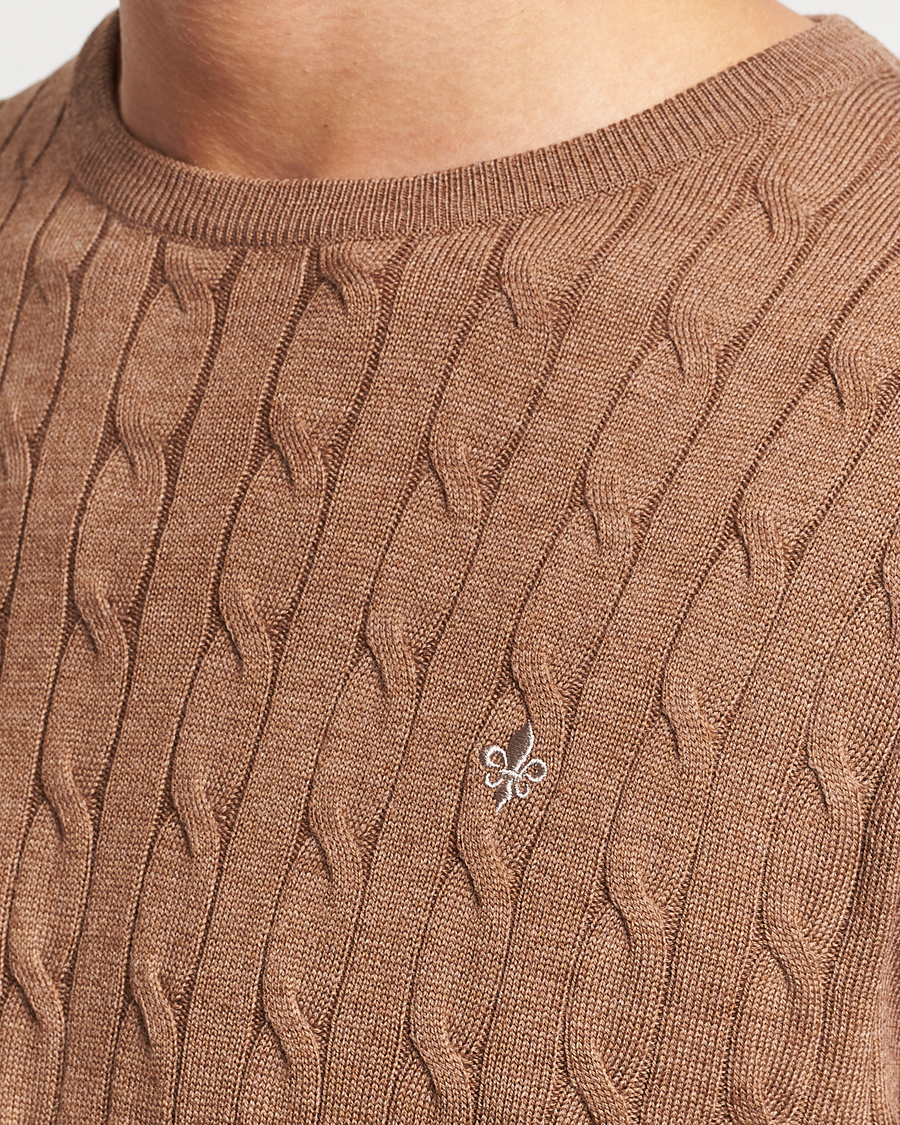 Men | Sweaters & Knitwear | Morris | Merino Cable Crew Neck Camel