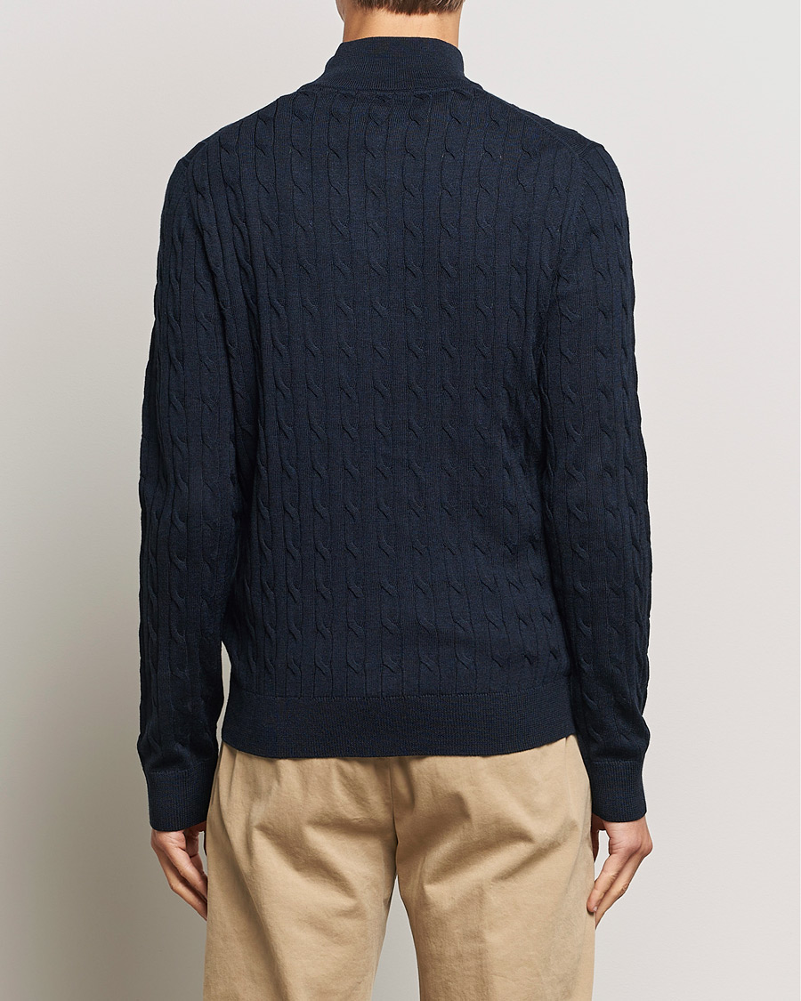 Men | Sweaters & Knitwear | Morris | Merino Cable Half Zip Navy