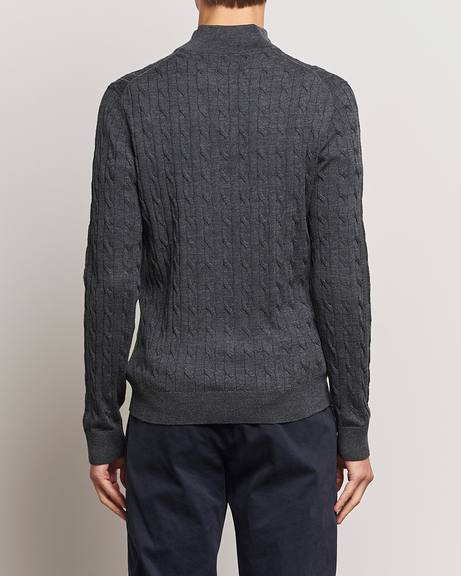 Men | Sweaters & Knitwear | Morris | Merino Cable Half Zip Grey