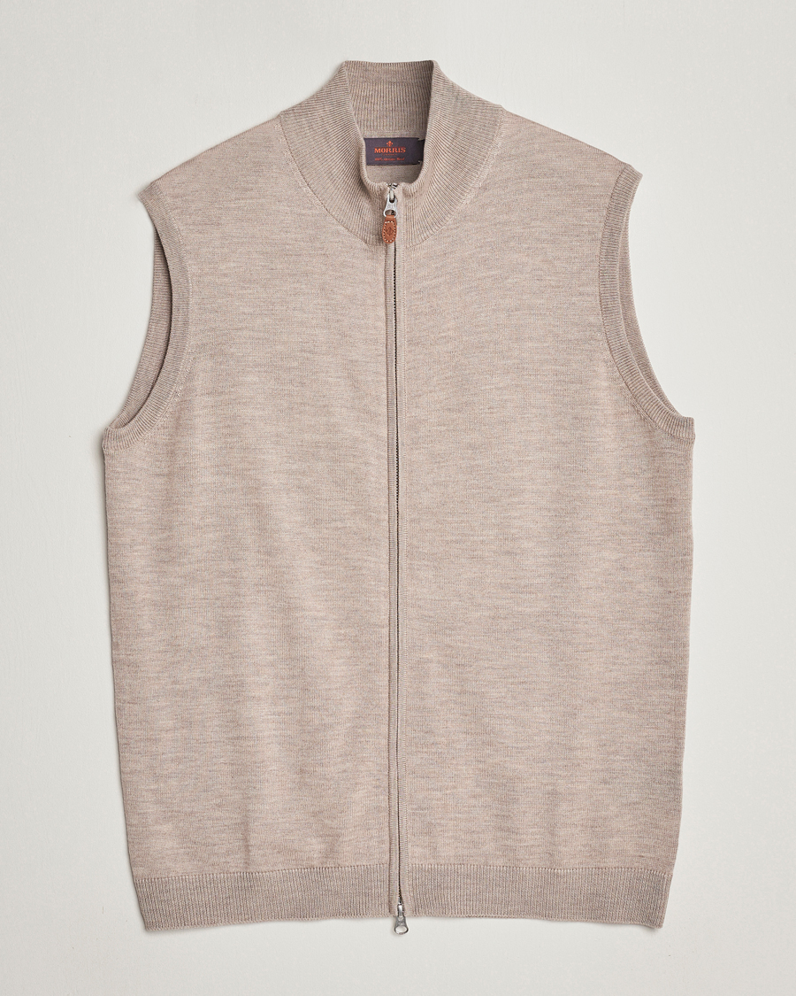 Men | Sweaters & Knitwear | Morris | Merino Zip Vest Khaki