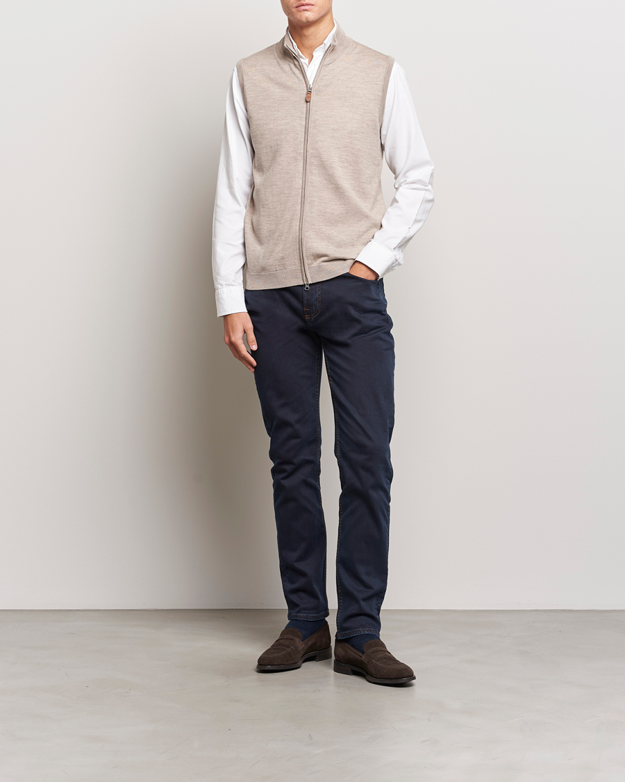 Men | Sweaters & Knitwear | Morris | Merino Zip Vest Khaki