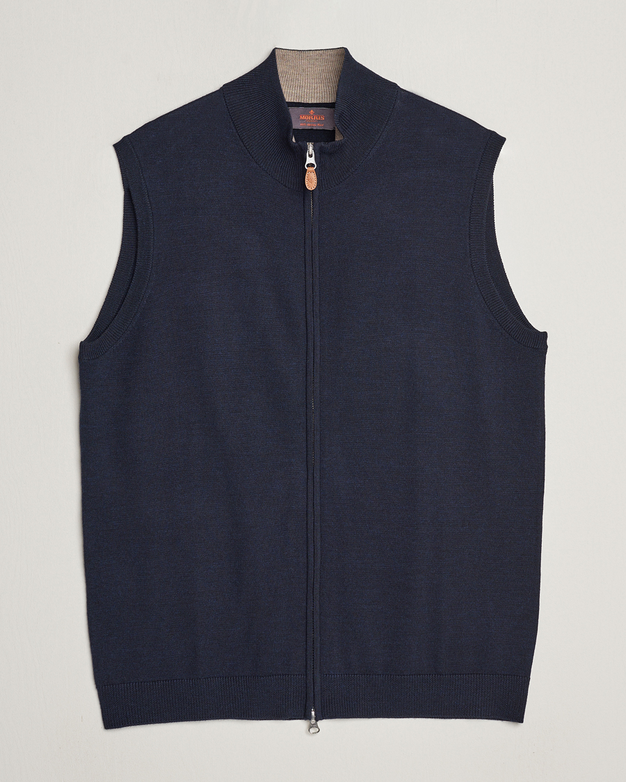 Morris Merino Zip Vest Navy At CareOfCarl Morris Merino Zip Vest Navy At CareOfCarl
