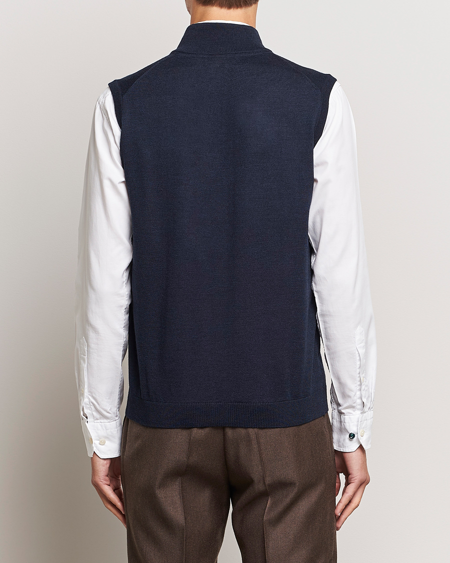 Men | Sweaters & Knitwear | Morris | Merino Zip Vest Navy