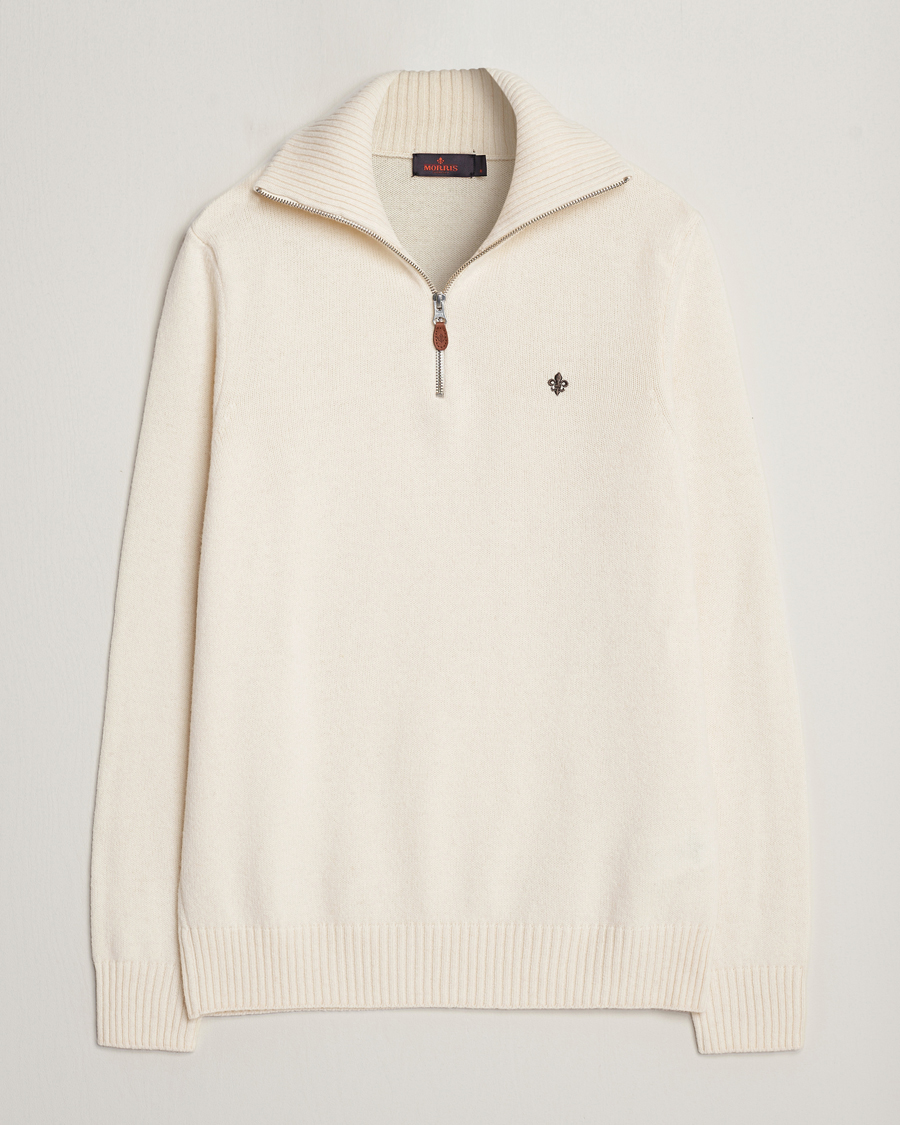 Men | Sweaters & Knitwear | Morris | Newton Half Zip Off White