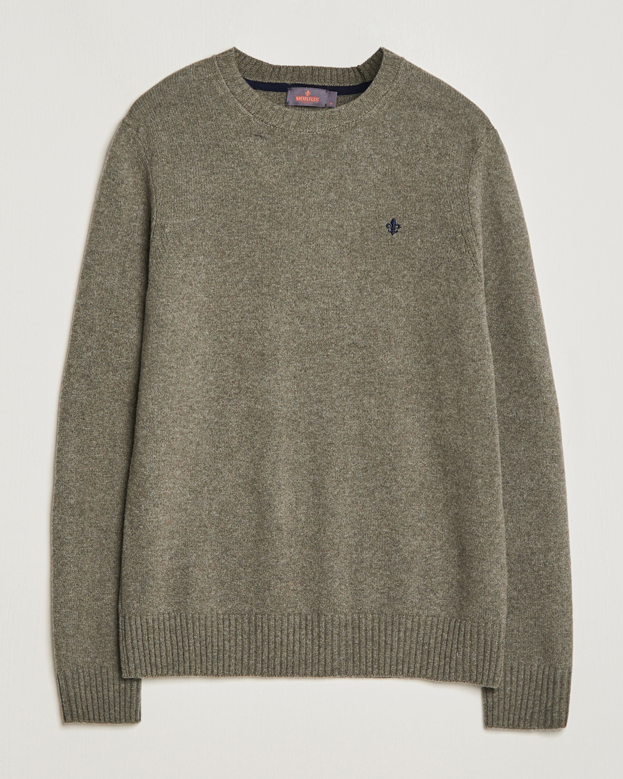 Men | Sweaters & Knitwear | Morris | Newton Crew Neck Olive