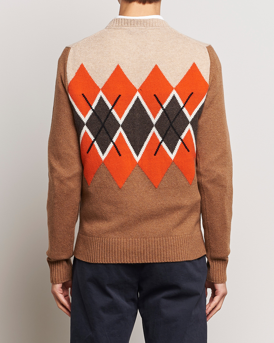 Men | Sweaters & Knitwear | Morris | Ayle Argyle Crew Neck Camel