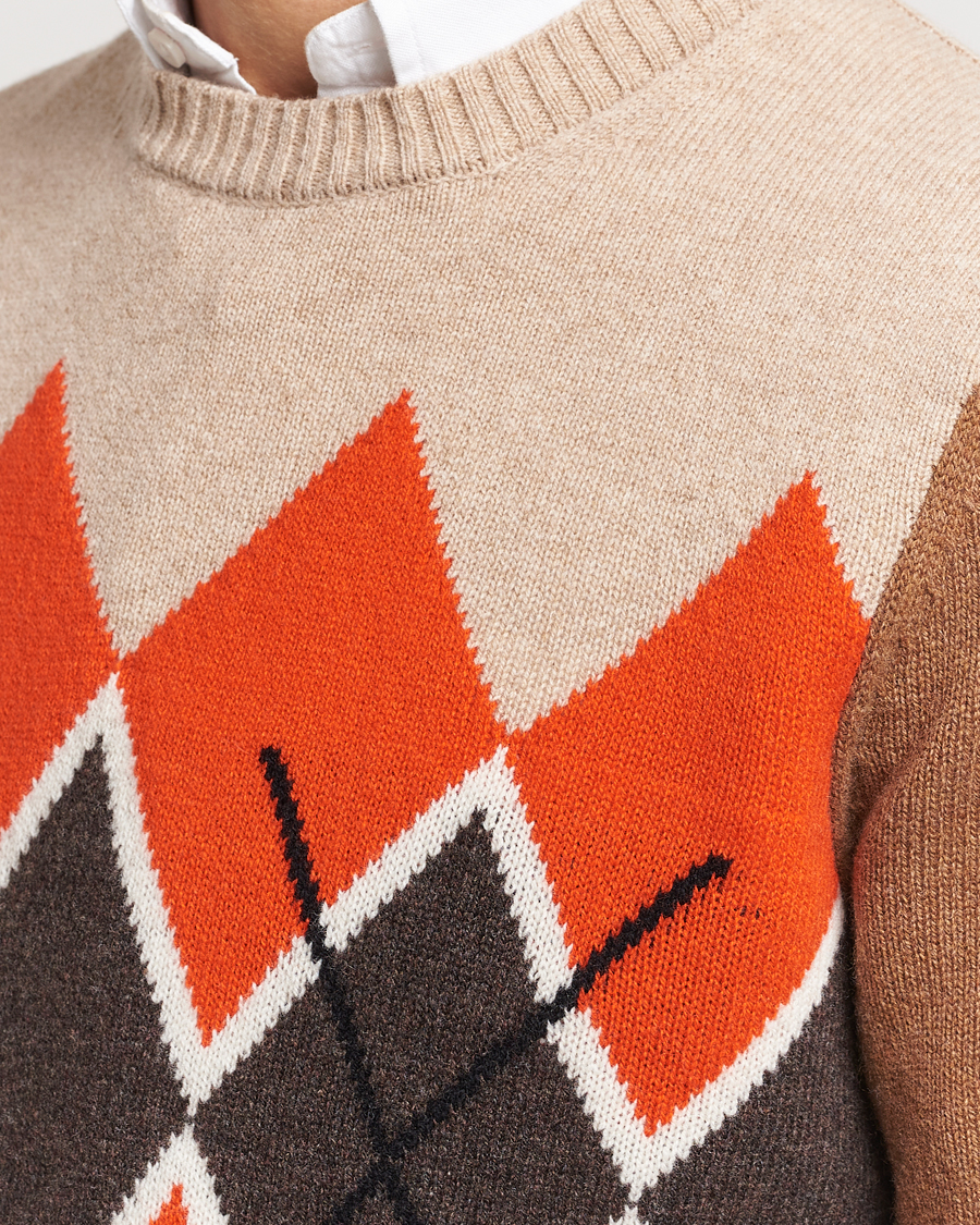 Men | Sweaters & Knitwear | Morris | Ayle Argyle Crew Neck Camel
