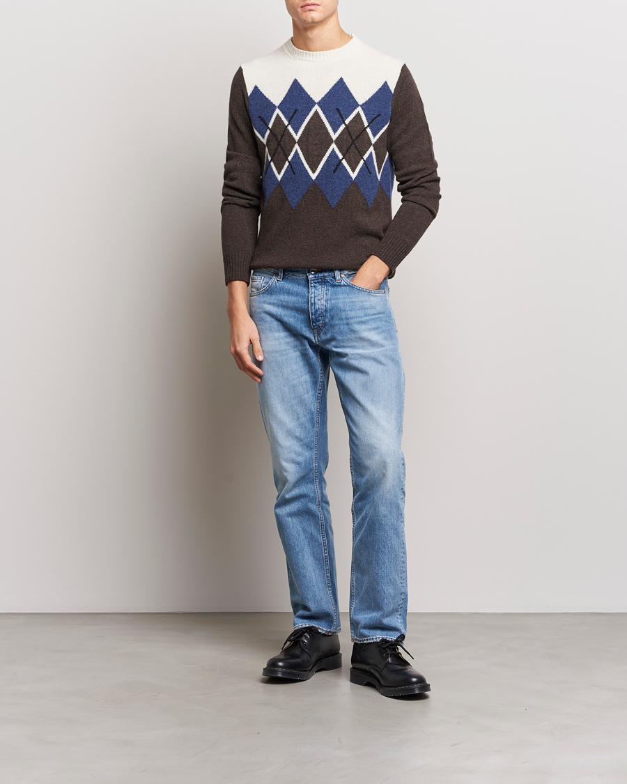 Men | Sweaters & Knitwear | Morris | Ayle Argyle Crew Neck Brown