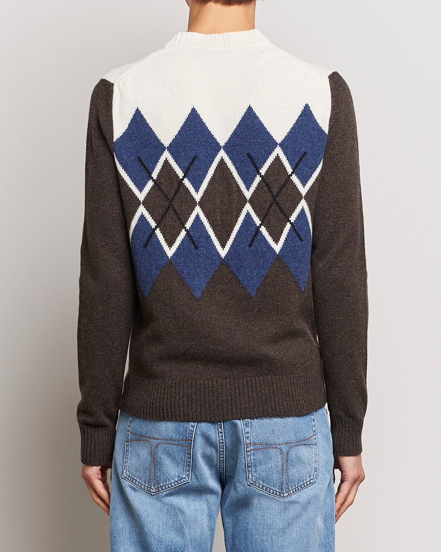 Men | Sweaters & Knitwear | Morris | Ayle Argyle Crew Neck Brown
