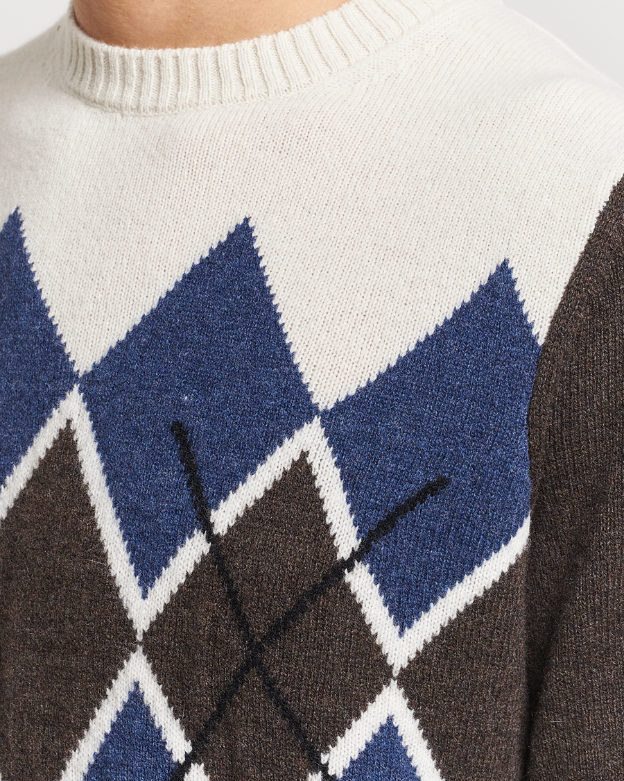 Men | Sweaters & Knitwear | Morris | Ayle Argyle Crew Neck Brown