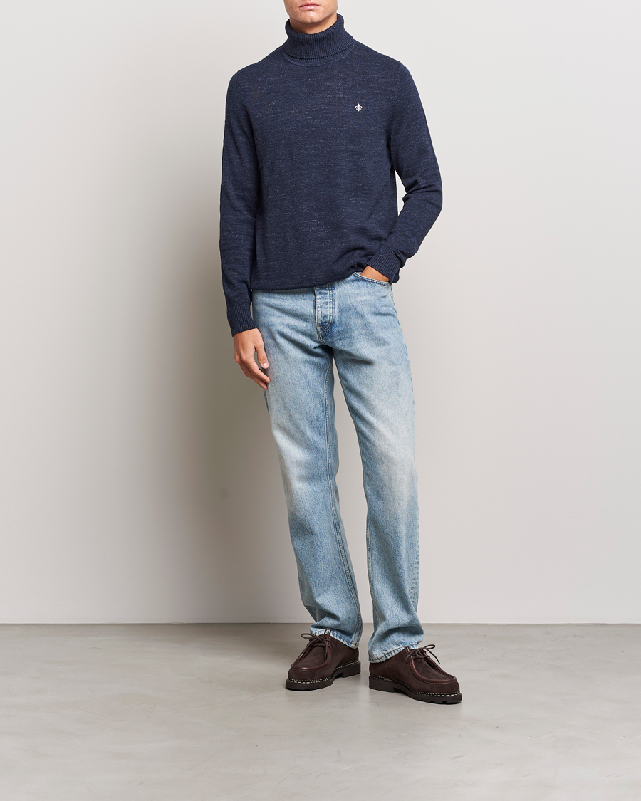 Men | Sweaters & Knitwear | Morris | Randal Heavy Cotton Rollneck Navy