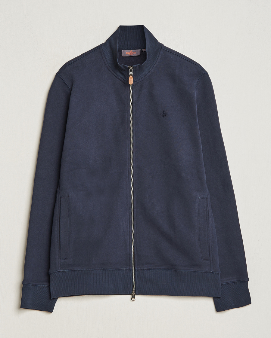 Men | Sweaters & Knitwear | Morris | Warren Sweat Zip Cardigan Old Blue