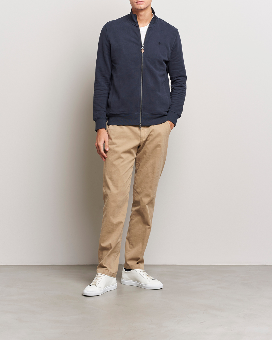Men | Sweaters & Knitwear | Morris | Warren Sweat Zip Cardigan Old Blue