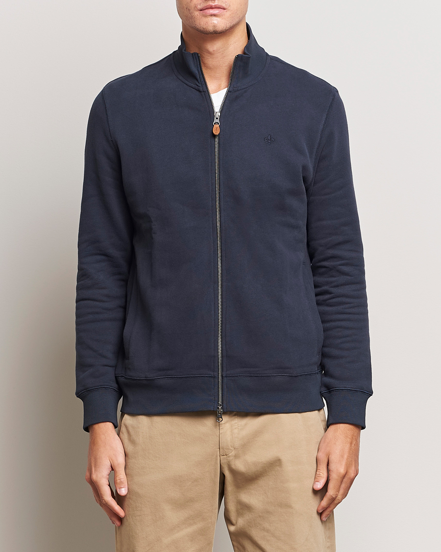 Men | Sweaters & Knitwear | Morris | Warren Sweat Zip Cardigan Old Blue