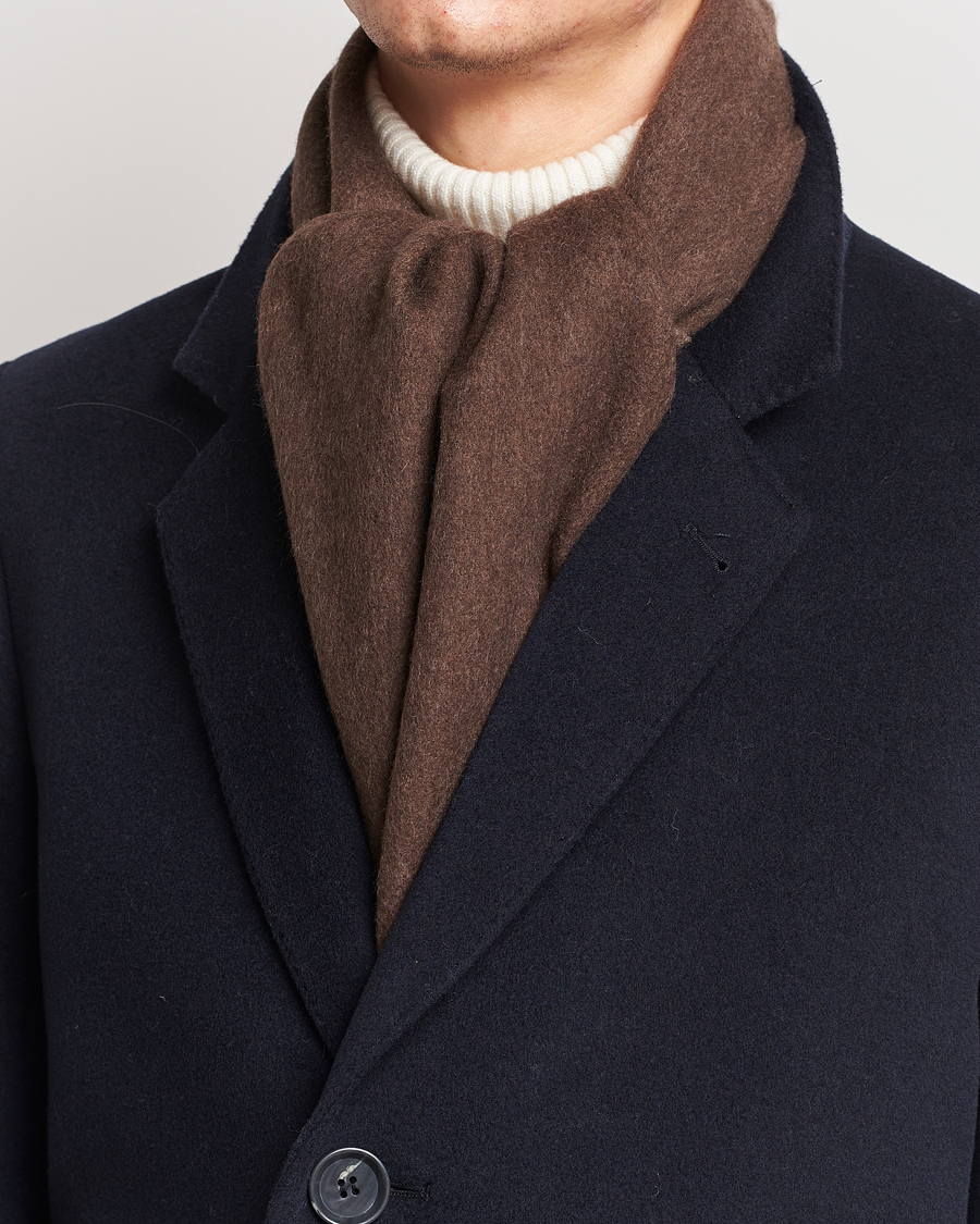Men | Morris Double Face Wool Scarf Brown | Morris | Double Face Wool Scarf Brown