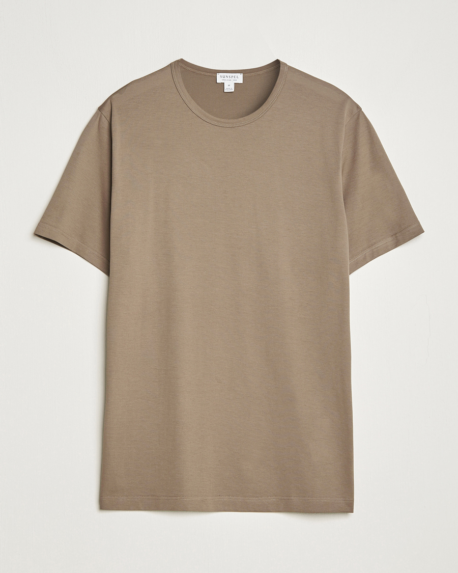 Men | T-Shirts | Sunspel | Crew Neck Cotton Tee Cedar