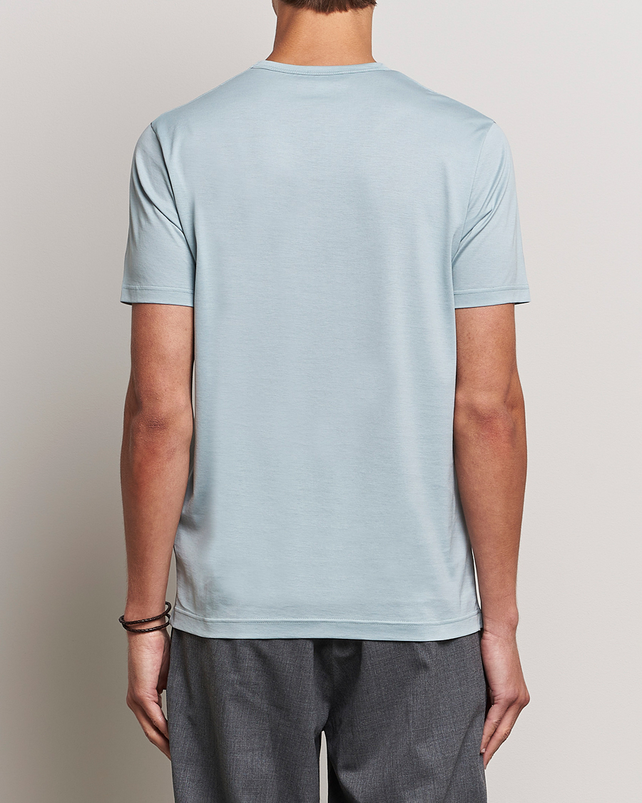 Men | T-Shirts | Sunspel | Crew Neck Cotton Tee Blue Sage