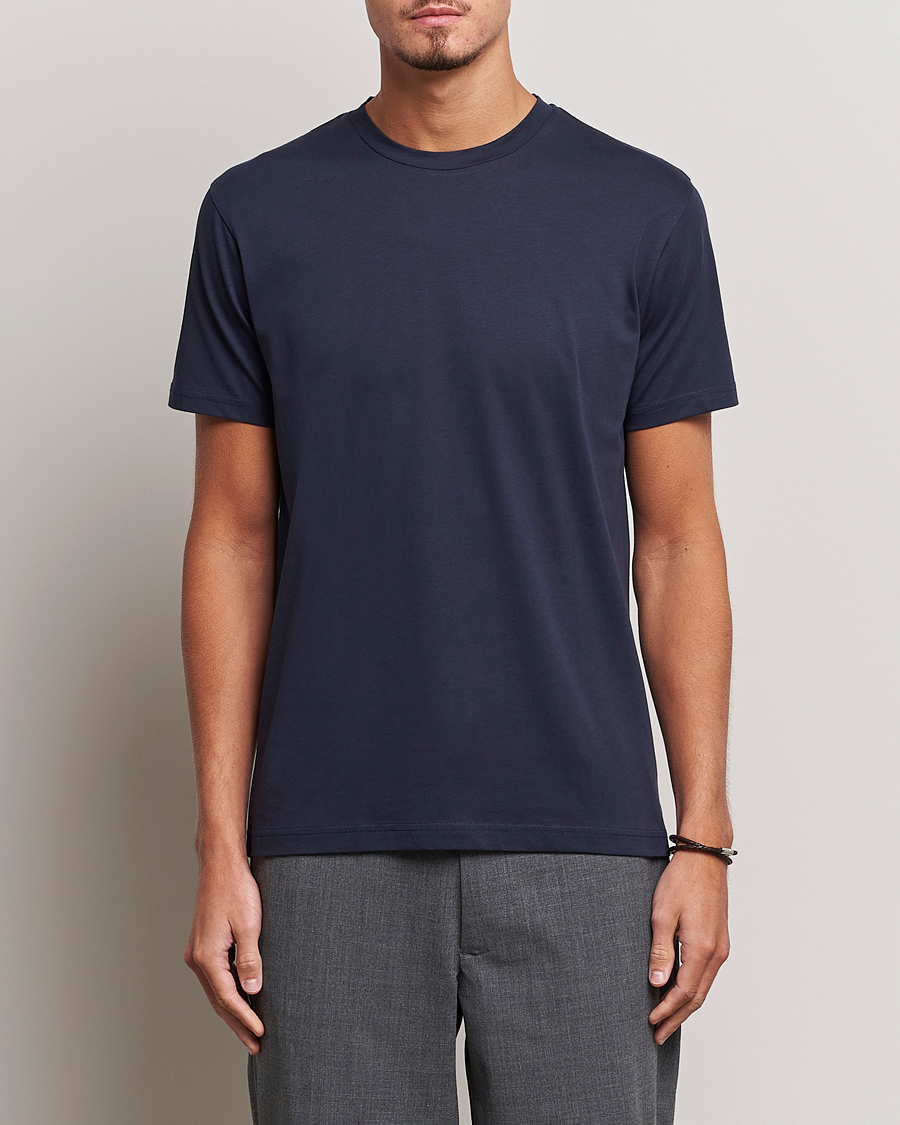 Men | T-Shirts | Sunspel | Riviera Midweight T-Shirt Navy