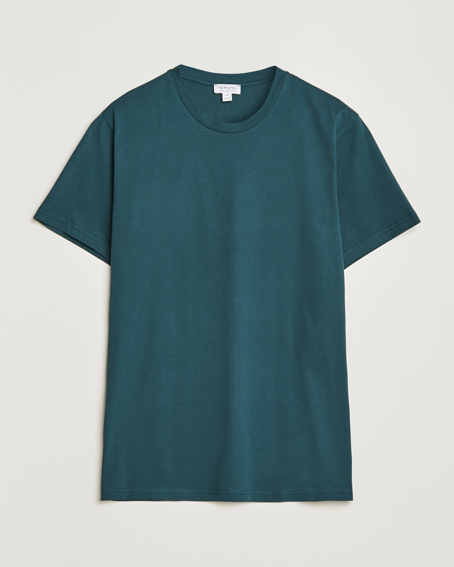 Men | T-Shirts | Sunspel | Riviera Organic Tee Peacock